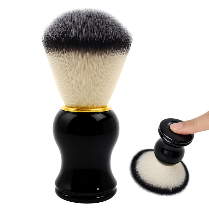 Luxury Synthetic Shaving Brush for Men,NO Shedding Bristle Shaving Brushes,Fast Rich Lather,Ergonomic Curved Handle,No Shedding,gift for Fathers, Boyfriends & Gentlemenâ€™s Grooming